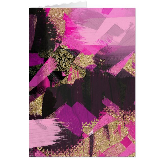 Cartão Pincel Moderno Brilho Preto Dourado Glam Grunge (Frente)