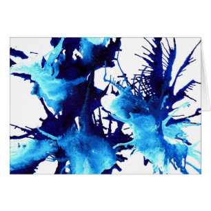 Cartão Pincelada abstrata de aquarela azul
