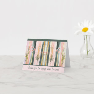 Cartão Pinceladas Florais em Aquarela Verde e Pêssego