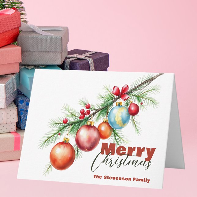 Cartão Pine Branch com Balas de Natal Elegantes (Criador carregado)