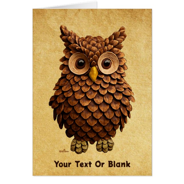 Cartão Pine Cone Owl (Frente)
