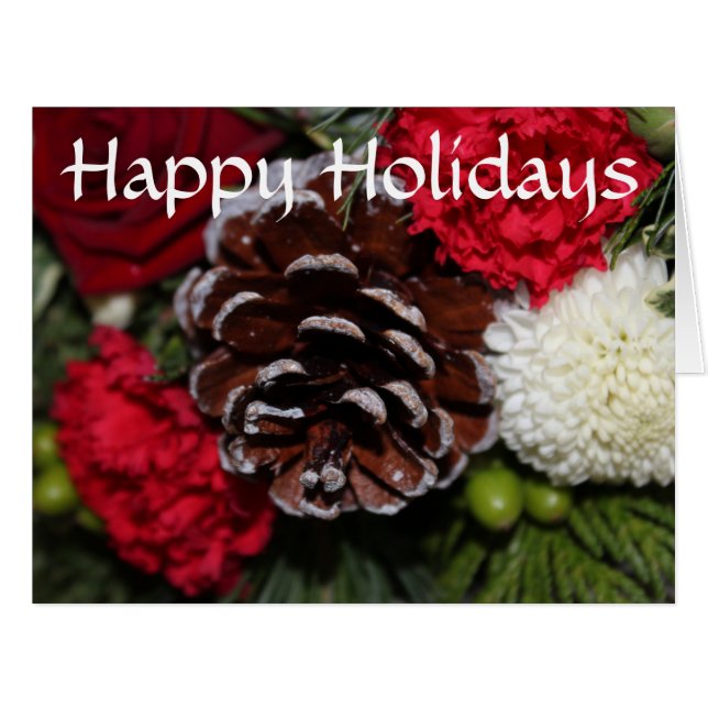 Cartão Pine Cone with Greenery (Frente horizontal)