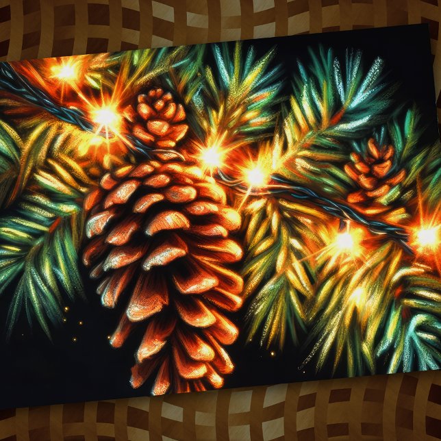 Cartão Pinecone leve de cadeia de Natal Pastel (Criador carregado)