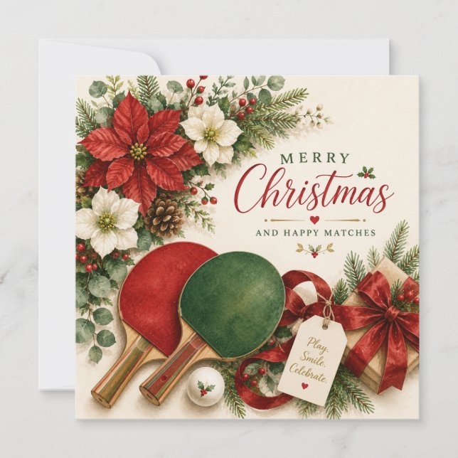 Cartão Ping pong tema de Natal  (Frente)