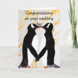Cartão Pinguim Amoroso Parabéns pelo seu dia de casamento