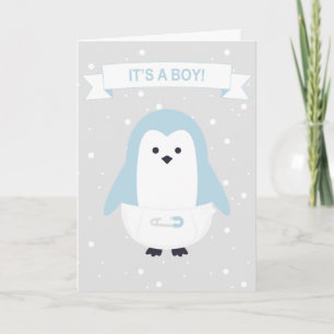 Cartão Pinguim Azul Bebê