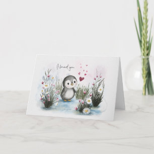 Cartão Pinguim Caprichoso Fofo de Amor de Dia dos Namorad
