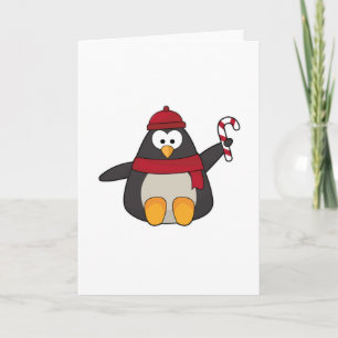 Cartão Pinguim com Chapéu e Cachecol