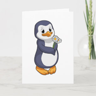 Cartão Pinguim com Margarida