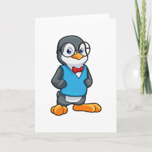 Cartão Pinguim como Nerd com Óculos