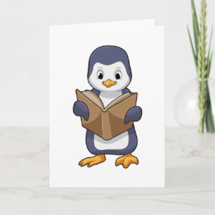 Cartão Pinguim como Nerd do Livro