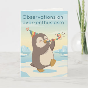 Cartão Pinguim de Festa Fofo   Aniversário Personalizado 