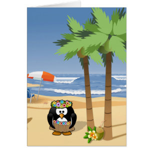 Cartão Pinguim de Hula na ilustração dos desenhos