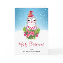 Pinguim de Natal bonito em Santa Hat