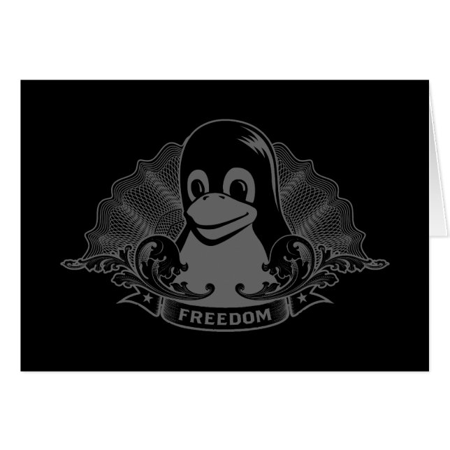 Cartão Pinguim de Tux - (Linux, Open Source, Copyleft, (Frente Horizontal)
