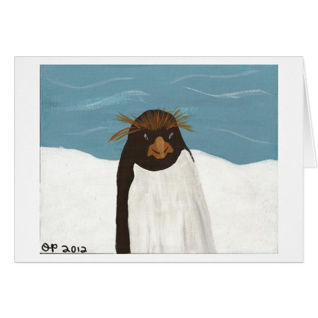 Cartão Pinguim do macarrão (Frente Horizontal)