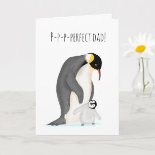 Cartão Pinguim e placa de Dia de os pais do pintinho