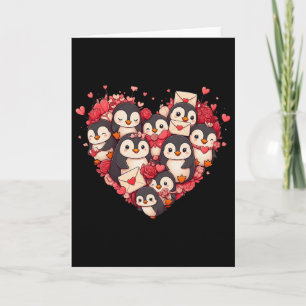 Cartão Pinguim Engraçado Coração Dia dos Namorados Pingui