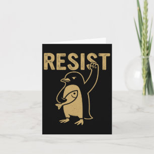 Cartão Pinguim Engraçado Resiste Pinguins em Protesto Con