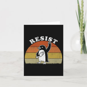 Cartão Pinguim Engraçado Resiste Pinguins em Protesto Con