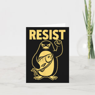 Cartão Pinguim Engraçado Resiste Pinguins em Protesto Con