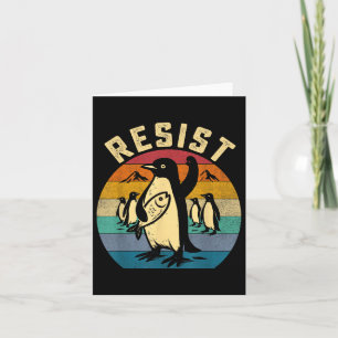 Cartão Pinguim Engraçado Resiste Pinguins em Protesto Con