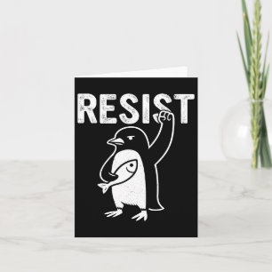Cartão Pinguim Engraçado Resiste Pinguins em Protesto Con