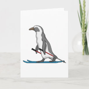 Cartão Pinguim Esquiador Esqui
