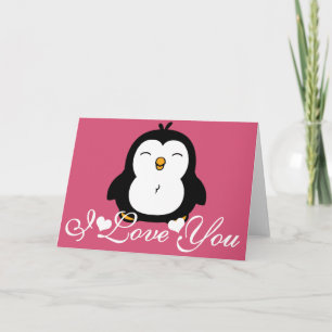 Cartão Pinguim Fofo Eu Te Amo