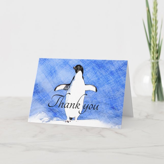 Cartão Pinguim fofo obrigado (Frente)