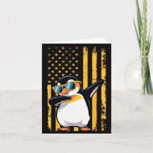 Cartão Pinguim Gráfico Bandeira Americana Retro Pinguim E