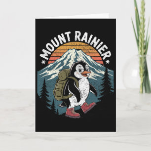 Cartão Pinguim Montanhista Divertido Escalando o Monte Ra