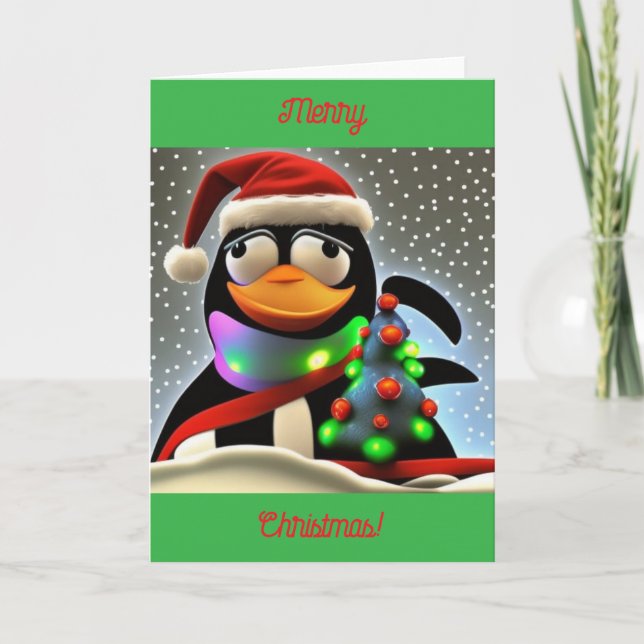 Cartão Pinguim Natal (Frente)