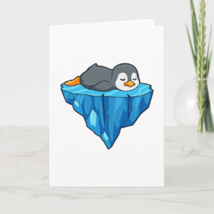 Cartão Pinguim no bloco de gelo