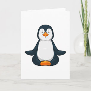 Cartão Pinguim no Yoga Fitness Sentado
