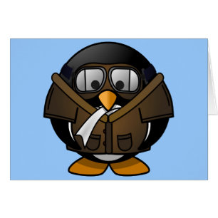 Cartão Pinguim piloto animado pequeno bonito