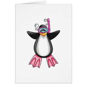 CARTÃO PINGUIM QUE SNORKELING