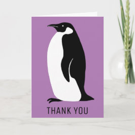 Cartão Pinguim Roxo Branco Muito Obrigado