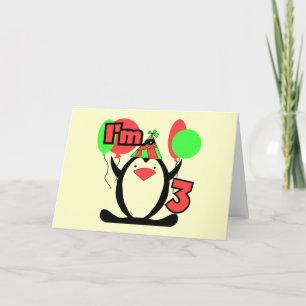 Cartão Pinguim sou 3 Camisetas de aniversário e presentes