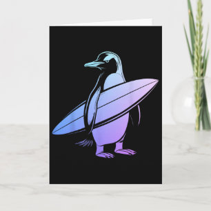 Cartão Pinguim Surfista Prancha de Surfe Surfando Diverti