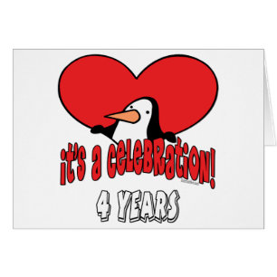 Cartão Pinguim uma celebração de 4 anos