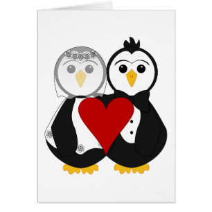 Cartão Pinguins Casados Apaixonados