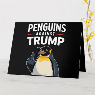 Cartão Pinguins de Asas Levantadas Resistem Contra Trump