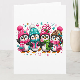 Cartão Pinguins de Natal Adoráveis
