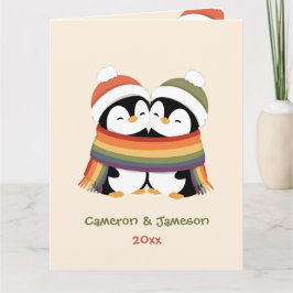 Cartão Pinguins do Orgulho Aconchegantes de Natal