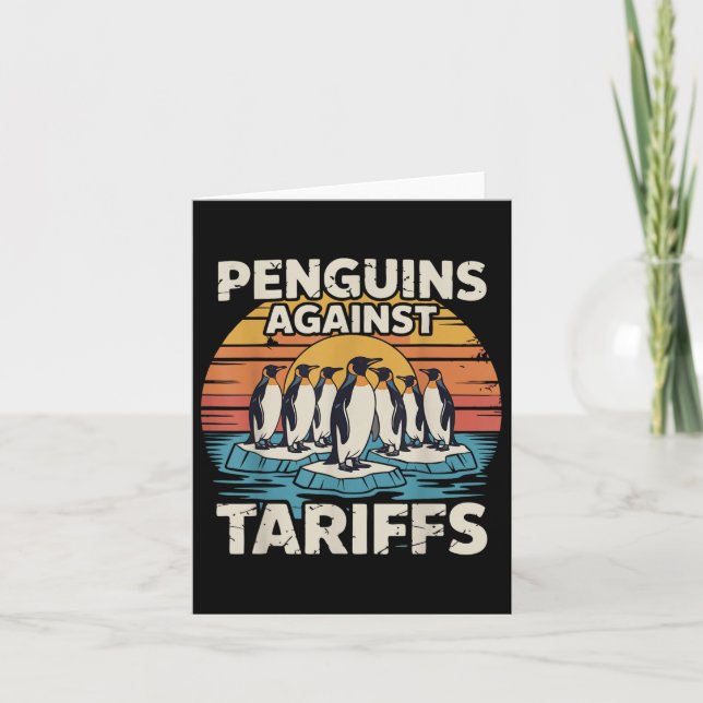 Cartão Pinguins Engraçados Contra Tarifas Anti Tarifas Pe (Frente)