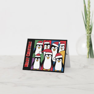 Cartão Pinguins engraçados na Abstrato de Natal do Santa