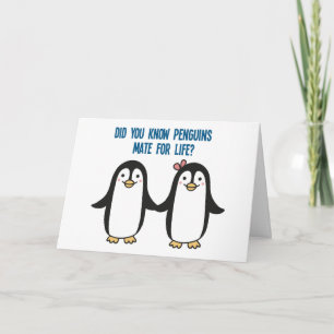 Cartão Pinguins fofos românticos se amam