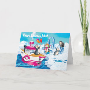 Cartão pinguins na Antártica