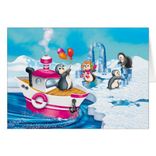 Cartão pinguins na Antártica